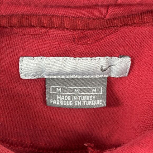 Nike Hoodie Men's Medium Red Swoosh Pullover Sweatshirt Center Swoosh Fleece - Picture 8 of 10